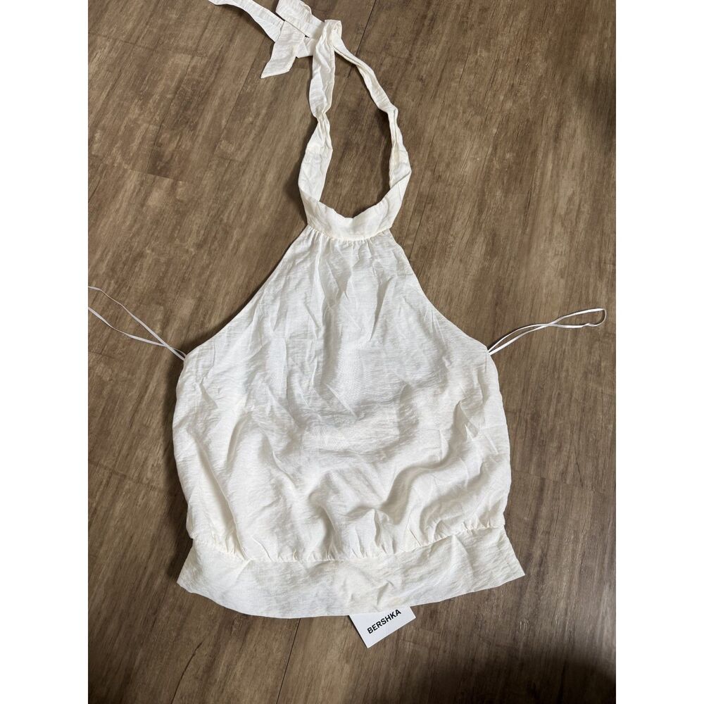 Bershka White Cream Neckholder Halter Top